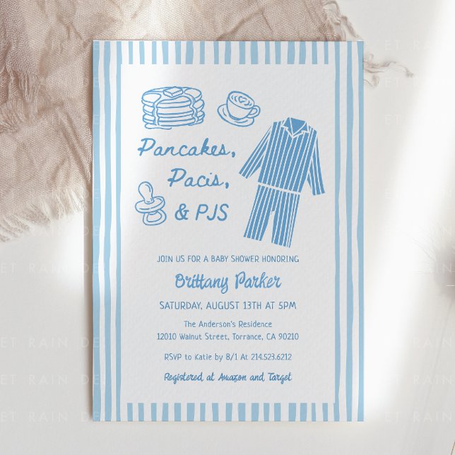 Pancakes, Pacis & PJs Boy Baby Shower Invitation (Creator Uploaded)