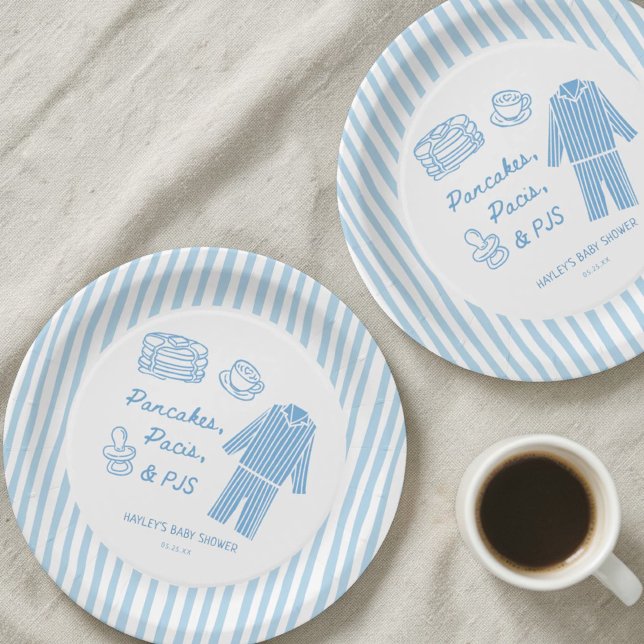Pancakes, Pacis & PJs Boy Baby Shower  Paper Plates (Creator Uploaded)
