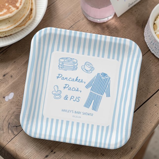 Pancakes, Pacis & PJs Boy Baby Shower Paper Plates (Creator Uploaded)