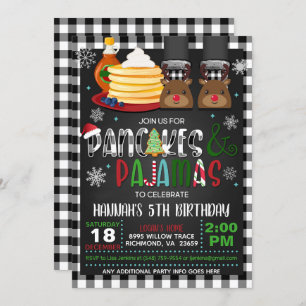 Pancakes & Pajamas Christmas Birthday Invitation R
