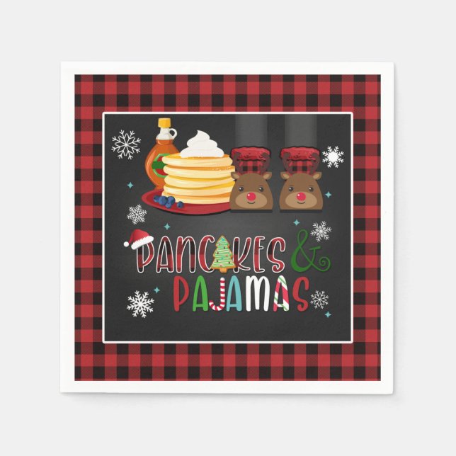 Pancakes & Pajamas Christmas Party Napkin (Front)