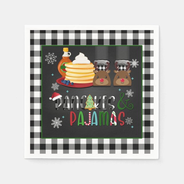 Pancakes & Pajamas Christmas Party Napkin - BB (Front)