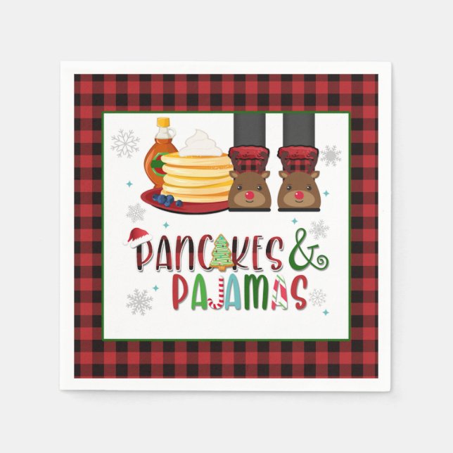 Pancakes & Pajamas Christmas Party Napkin - W (Front)