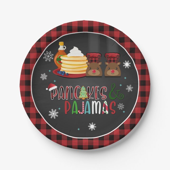 Pancakes & Pajamas Christmas Party Plate (Front)