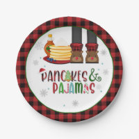 Pancakes & Pajamas Christmas Party Plate - W