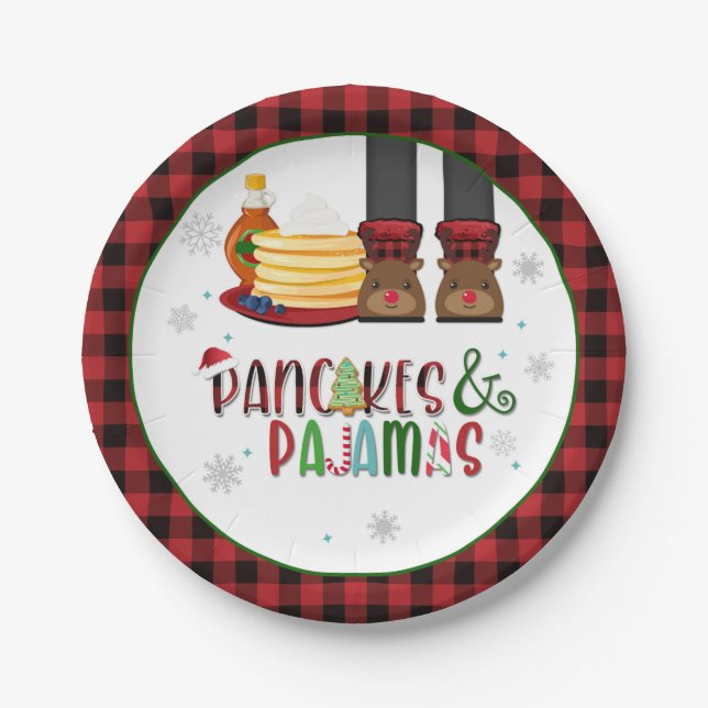 Pancakes & Pajamas Christmas Party Plate - W (Front)