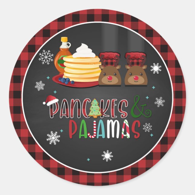 Pancakes & Pajamas Christmas Party Sticker (Front)