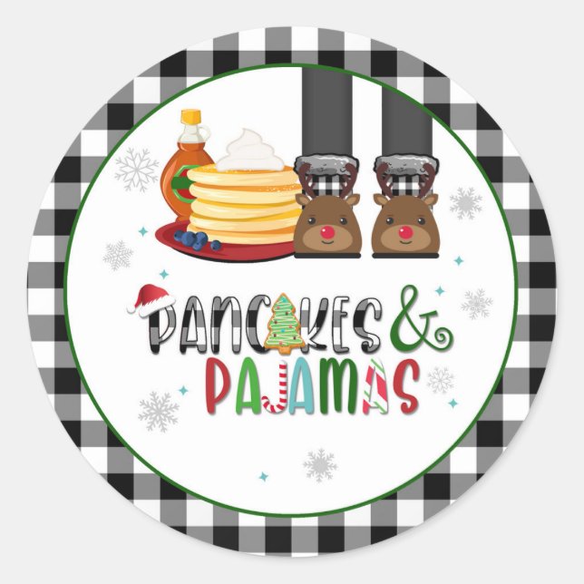 Pancakes & Pajamas Christmas Party Sticker - WB (Front)