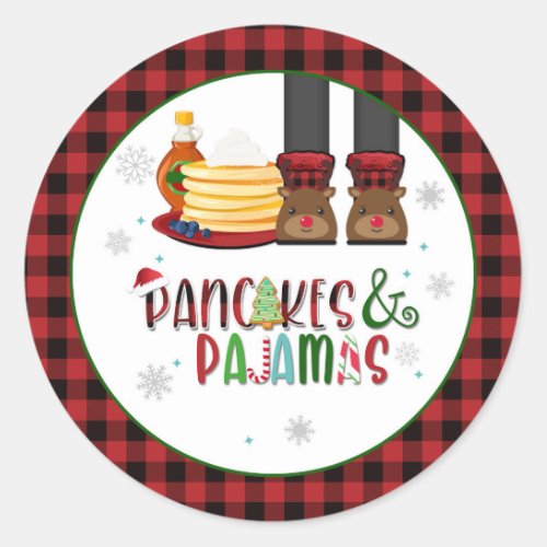 Pancakes  Pajamas Christmas Party Sticker _ Wh