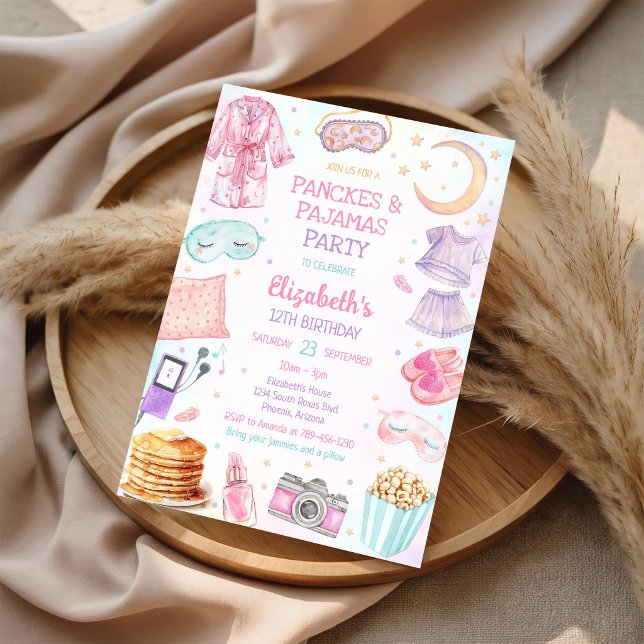 Pancakes & Pajamas Party Sleepover Birthday Invitation (Creator Uploaded)