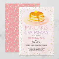 Pancakes & Pajamas Pink Gold Girl Birthday