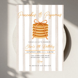 Pancakes & Pajamas Stripe Birthday Party Invitation