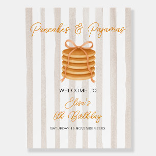 Pancakes & Pajamas Stripe Birthday Party Welcome Foam Board