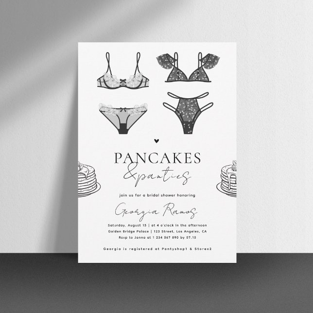 Pancakes & Panties Black Lingerie Bridal Shower Invitation (Creator Uploaded)