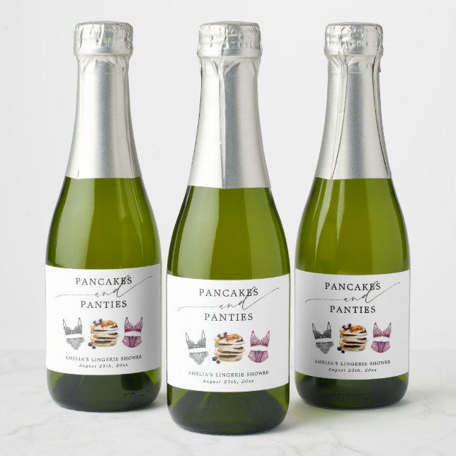 Pancakes & Panties Bridal Shower Sparkling Wine Label (Bottles)