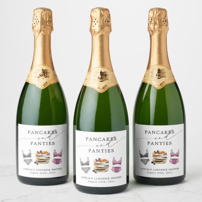 Pancakes & Panties Bridal Shower Sparkling Wine Label (Bottles)