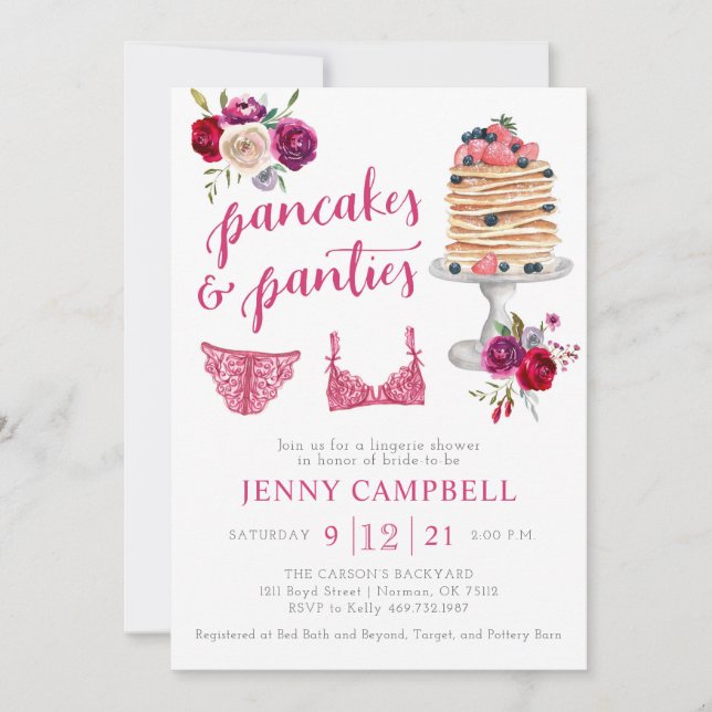 Pancakes & Panties Brunch Bridal Shower  Invitation (Front)