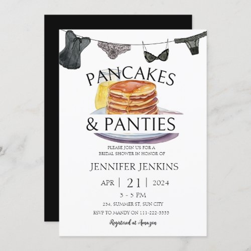 Pancakes  Panties Lingerie Bridal Shower  Invitation