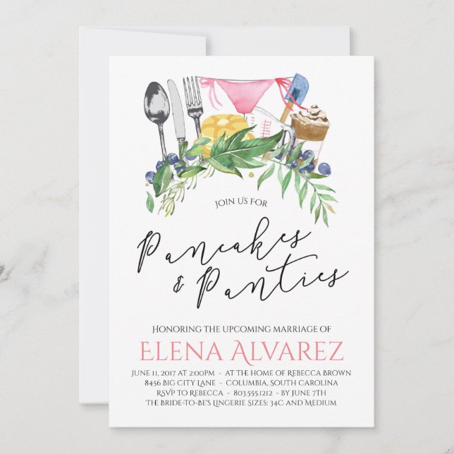 Pancakes & Panties Lingerie Shower Invite 5x7 (Front)