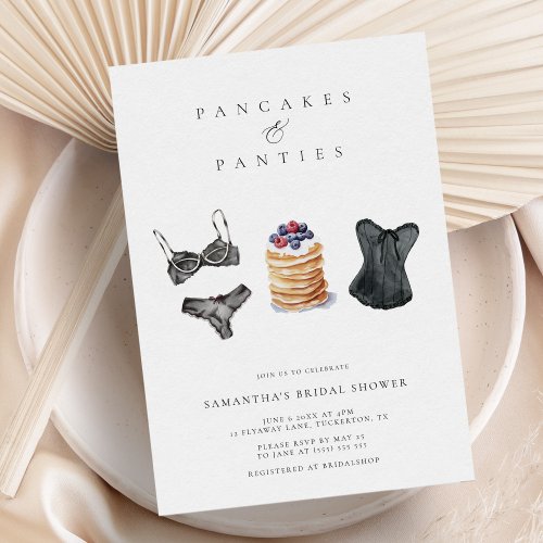 Pancakes  Panties Modern Lingerie Bridal Shower Invitation