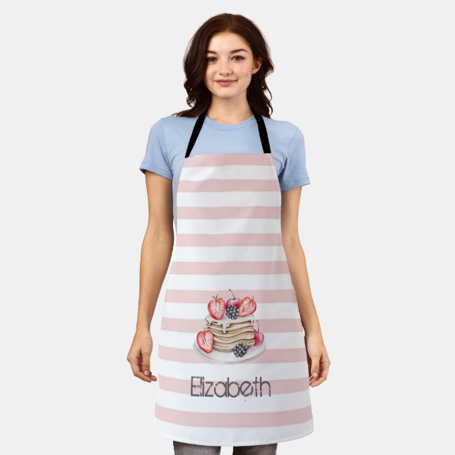 Pancakes,Pink Stripes Apron (Worn)