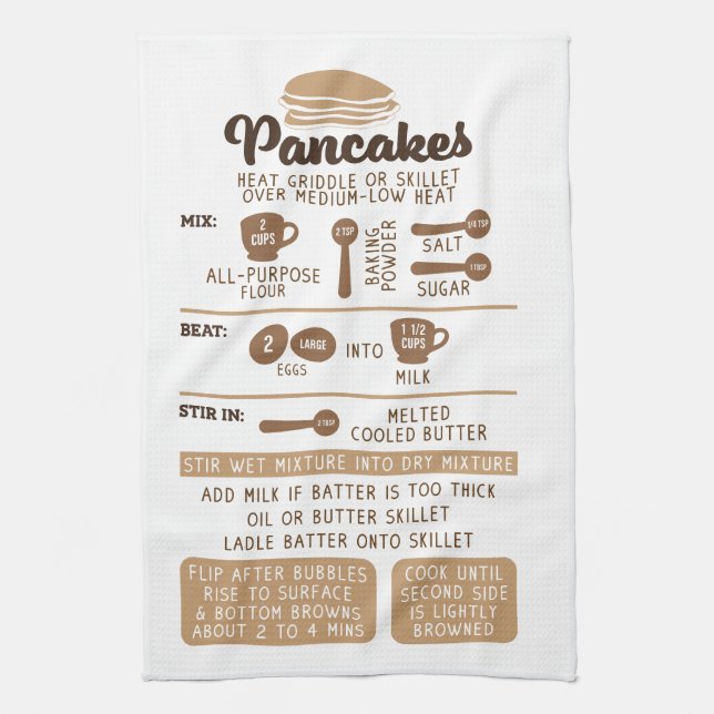 Pancakes Recipe Holiday Gift Tea Kitchen Towel (Vertical)