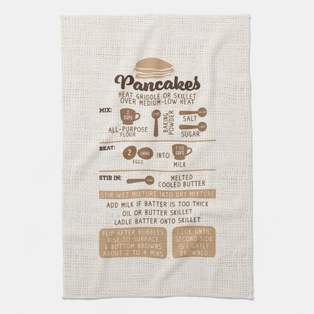 Pancakes Recipe Kitchen Towel (Vertical)