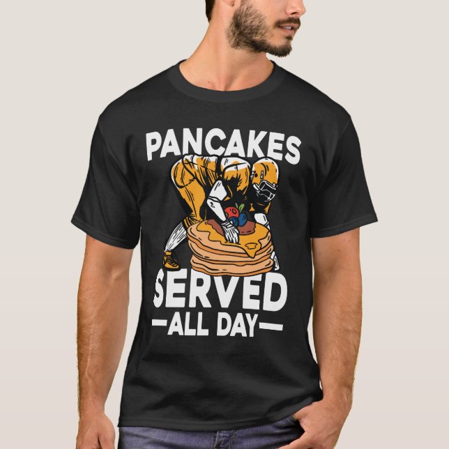 Pancakes Served All Day - Football T-Shirt (Front)