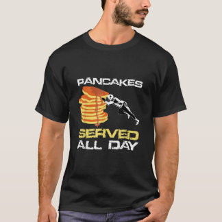 Pancakes Served All Day Fun Lineman Football Chri T-Shirt