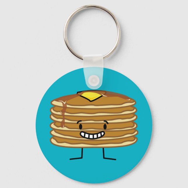 Pancakes stack butter syrup fluffy breakfast keychain (Front)