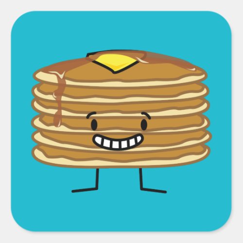 Pancakes stack butter syrup fluffy breakfast square sticker