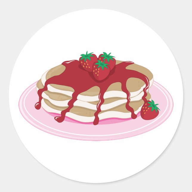 Pancakes Strawberry Classic Round Sticker (Front)