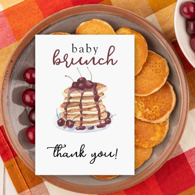 Pancakes Sweet Cherry Baby Shower Thank You Card (Creator Uploaded)