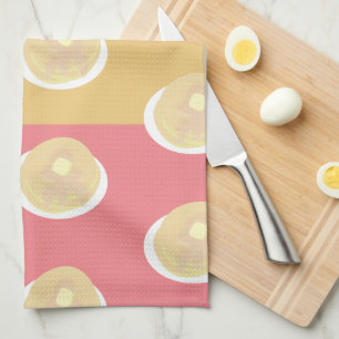 Pancakes Syrup Dripping Colorful Pink Teal Yellow Kitchen Towel