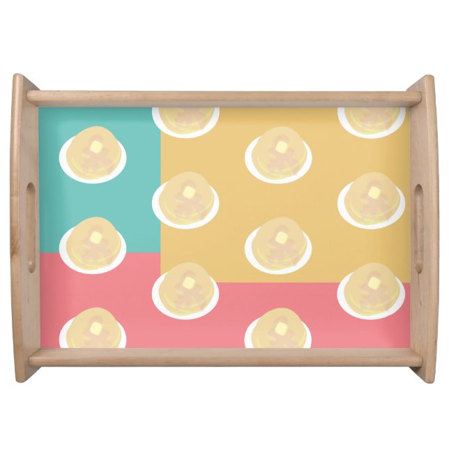 Pancakes Syrup Dripping Colorful Pink Teal Yellow Serving Tray (Front)