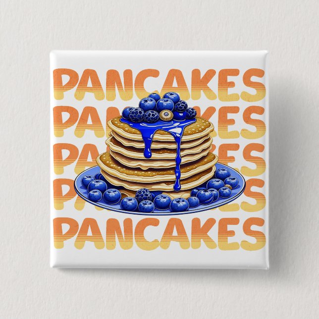 Pancakes Topped with Blueberries Button (Front)