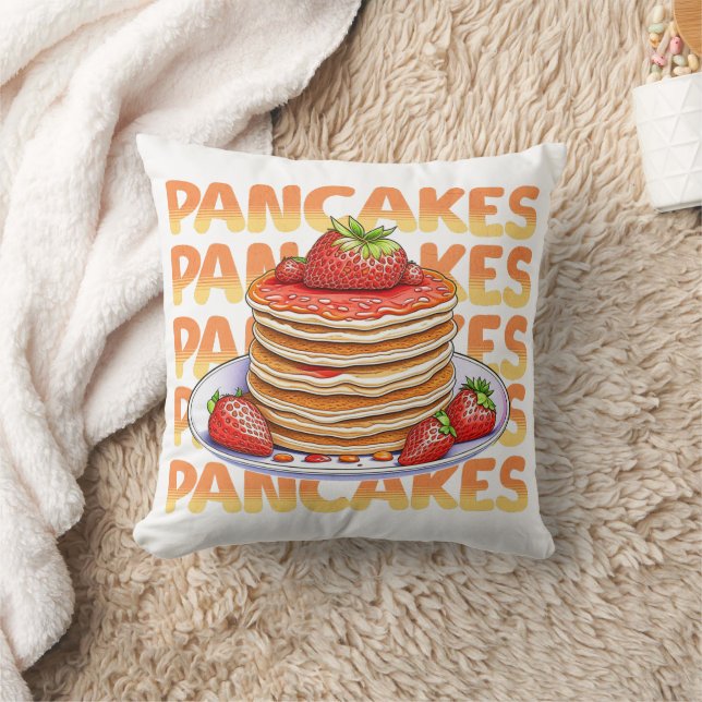 Pancakes Topped with Strawberries and Blueberries Throw Pillow (Blanket)