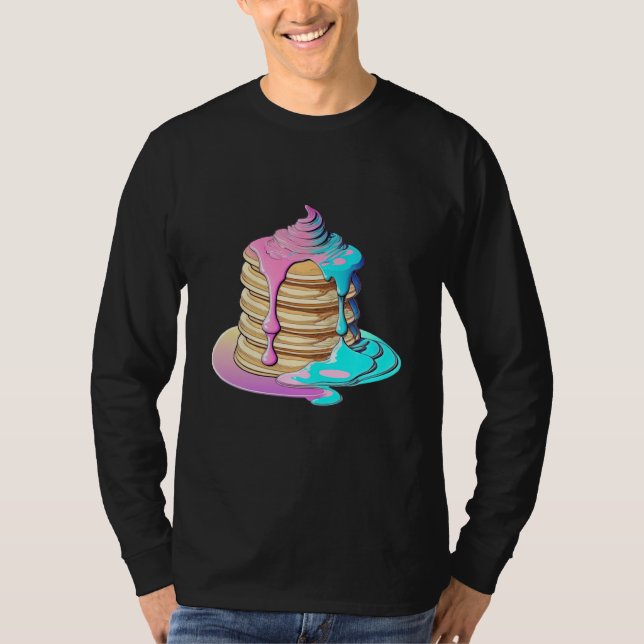 Pancakes Vaporwave Retrowave Aesthetic T-Shirt (Front)