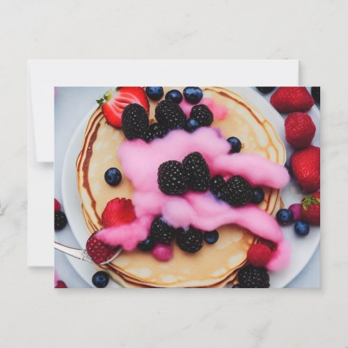 Pancakes with berries postcard