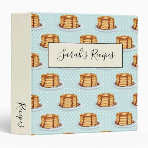 Pancakes with Maple Syrup  Polkadot Pattern 3 Ring Binder