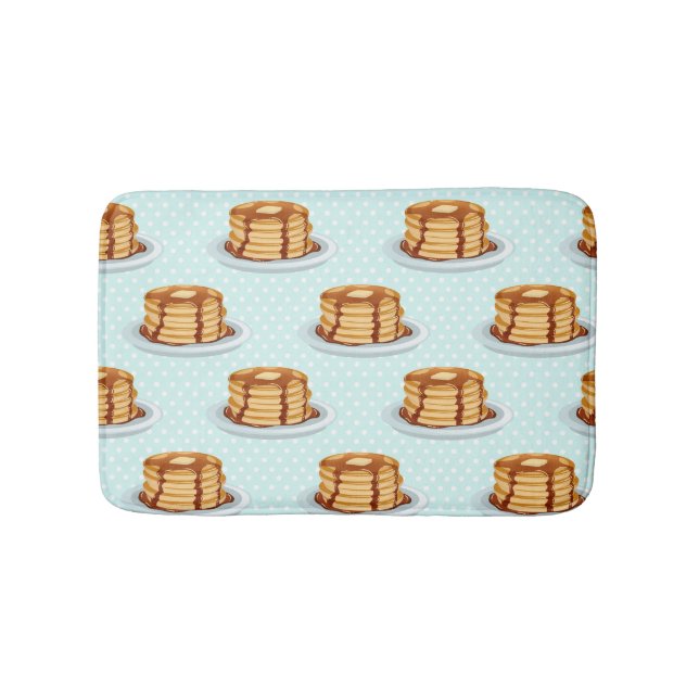 Pancakes with Maple Syrup & Polkadot Pattern Bathroom Mat (Front)
