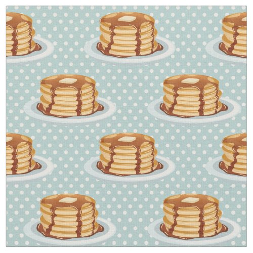 Pancakes with Maple Syrup  Polkadot Pattern Fabric