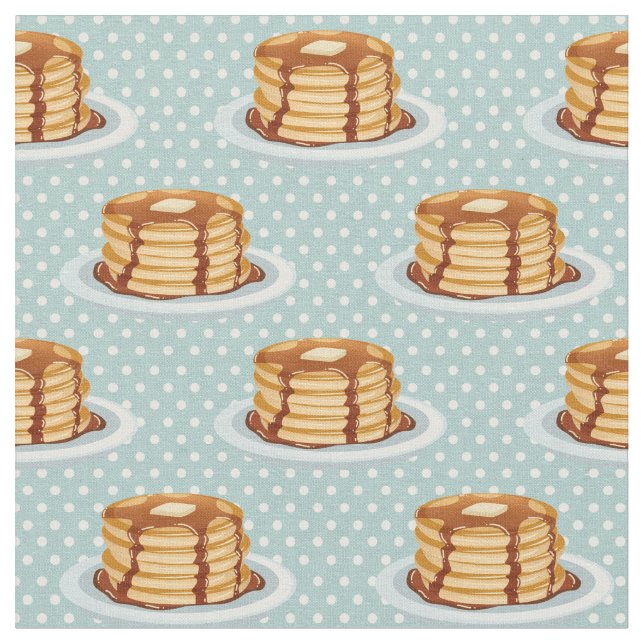 Pancakes with Maple Syrup & Polkadot Pattern Fabric (Close Up)