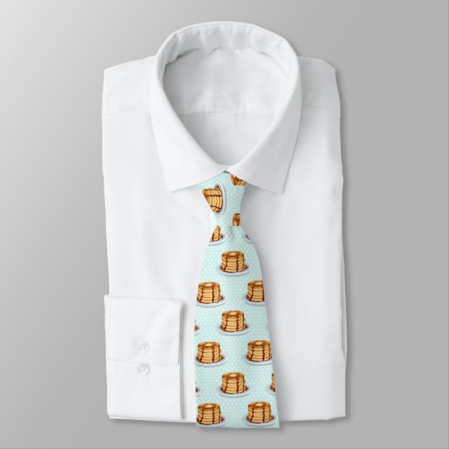 Pancakes with Maple Syrup & Polkadot Pattern Neck Tie (Tied)