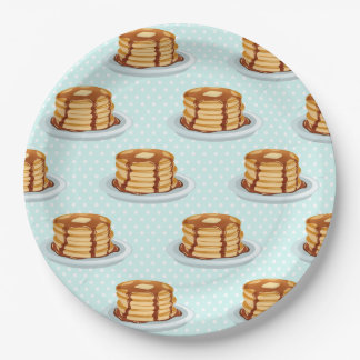 Pancakes with Maple Syrup & Polkadot Pattern Paper Plates