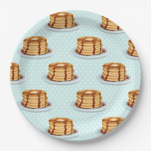 Pancakes with Maple Syrup  Polkadot Pattern Paper Plates