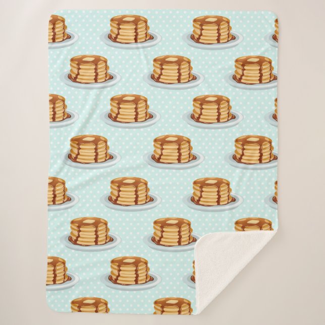 Pancakes with Maple Syrup & Polkadot Pattern Sherpa Blanket (Front)