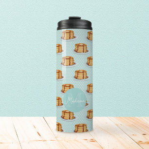 Pancakes with Maple Syrup & Polkadot Pattern Thermal Tumbler