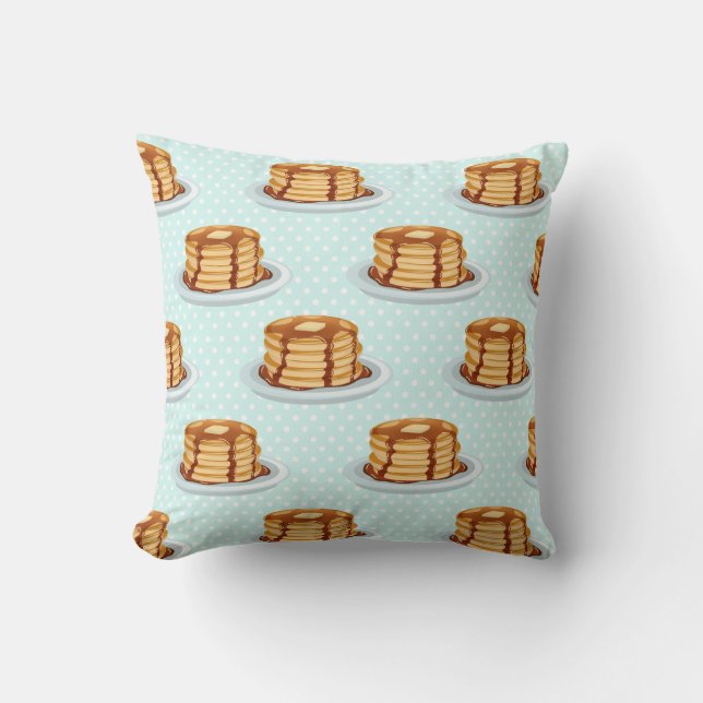 Pancakes with Maple Syrup & Polkadot Pattern Throw Pillow (Front)