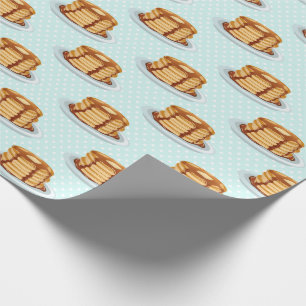 Pancakes with Maple Syrup & Polkadot Pattern Wrapping Paper